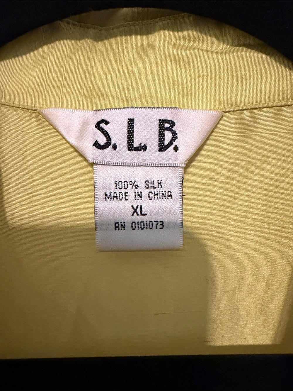 S.L.B. 100% Silk Button-Up Shirt in Lemon Yellow Vintage - Picture 2 of 6
